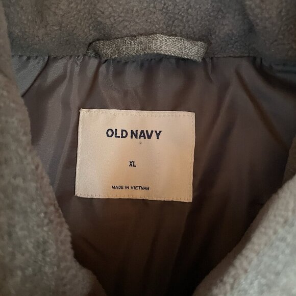 Old Navy Mens Vest XL Gray Herringbone Full Zip Quilted Winter Pockets - Picture 5 of 5